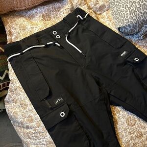 DOPE Black Cargo Pants with White Accents